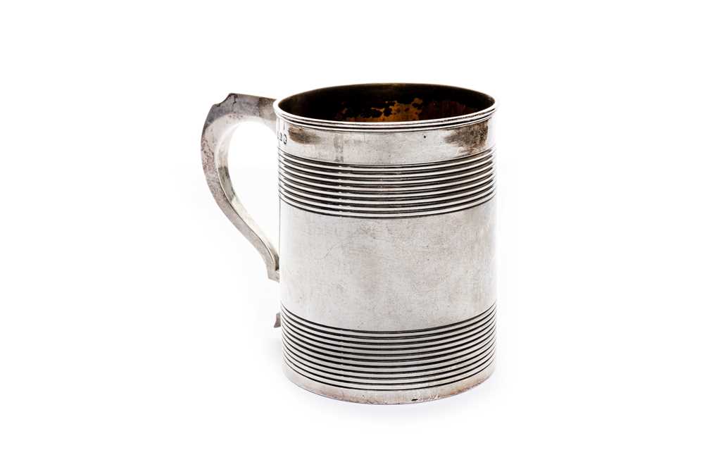 Lot 6 - A George III sterling silver mug, London 1796 makers mark obscured