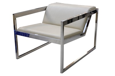 Lot 757 - ob&b, Mila Chair, cream leather upholstery and polished steel frame