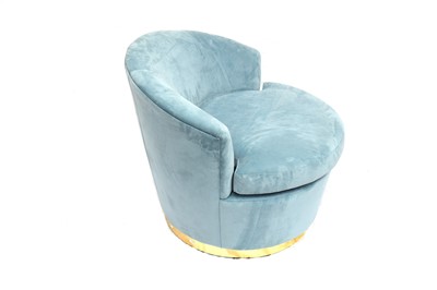 Lot 514 - ob&b, Dapper Chair, the tub style chair having a blue velvet finish