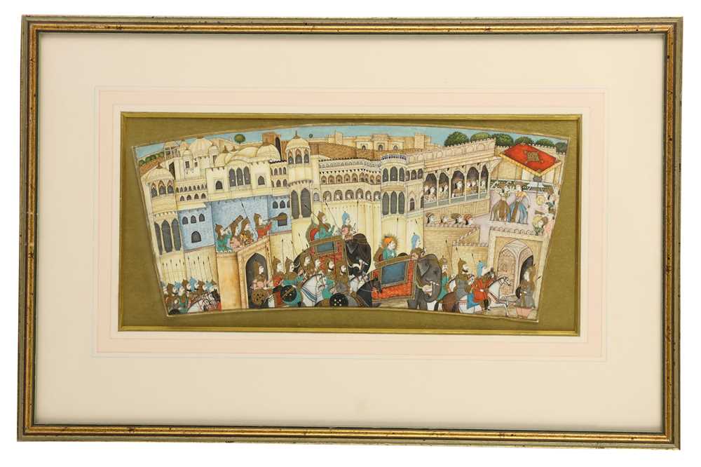 Lot 135 - MUGHAL-REVIVAL PROCESSIONAL SCENE (20TH CENTURY)