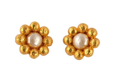 Lot 520 - Chanel Flower Pearl Clip On Earrings
