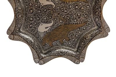 Lot 376 - A COPPER AND SILVER-INLAID DISH