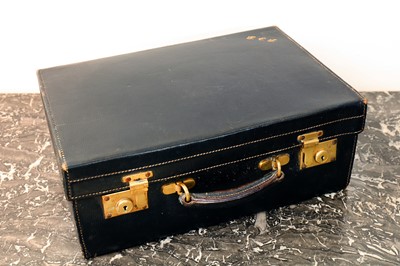 Lot 157 - A Victorian black leather suitcase