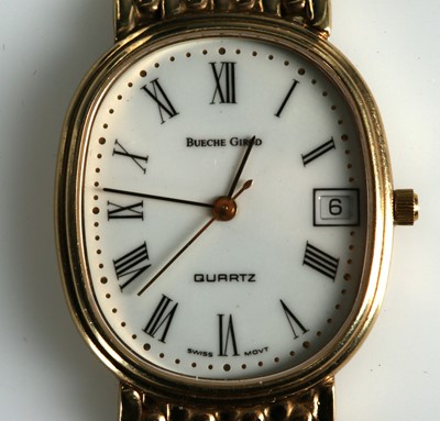 Lot 207 - A gents 9ct gold Bueche Girod dress watch,...