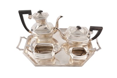 Lot 76 - An Art Deco silver plate four piece tea set and tray