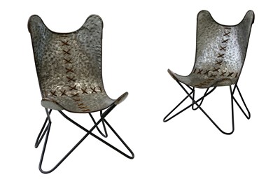 Lot 262 - A Pair of Hammered Metal Butterfly Chairs