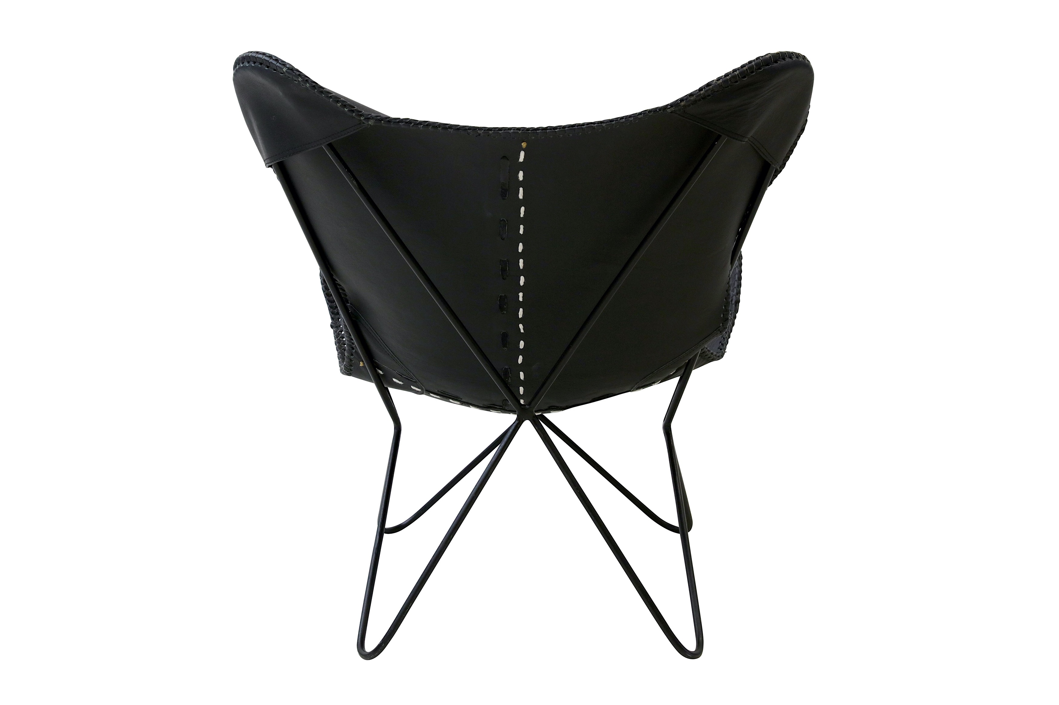 Lot 263 Black Leather Butterfly Chair
