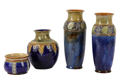 Lot 310 - A pair of Royal Doulton stoneware baluster vases