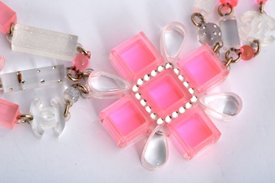 Lot 31 - Chanel Pink Plexiglass Statement Necklace