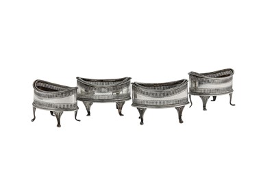 Lot 279 - A set of four George III Scottish sterling silver salts, Edinburgh circa 1790 by I.K (unidentified)