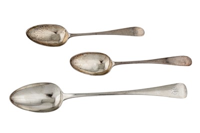 Lot 216 - A pair of George III Scottish sterling silver tablespoons, Edinburgh 1803 by John Graham