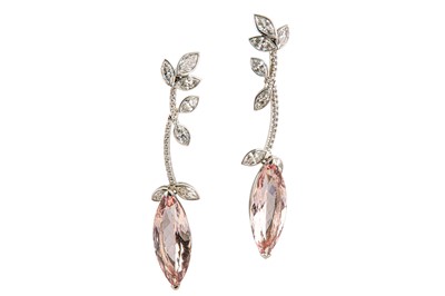 Lot 113 - A pair of morganite and diamond 'Angles Garland' earrings, by Boodles