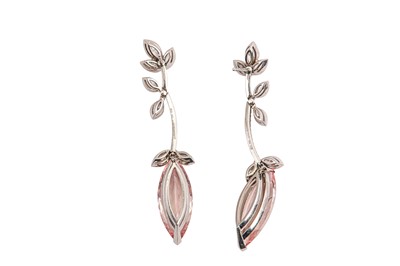 Lot 113 - A pair of morganite and diamond 'Angles Garland' earrings, by Boodles