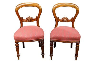Lot 473 - A pair of Victorian mahogany balloon back dining chairs
