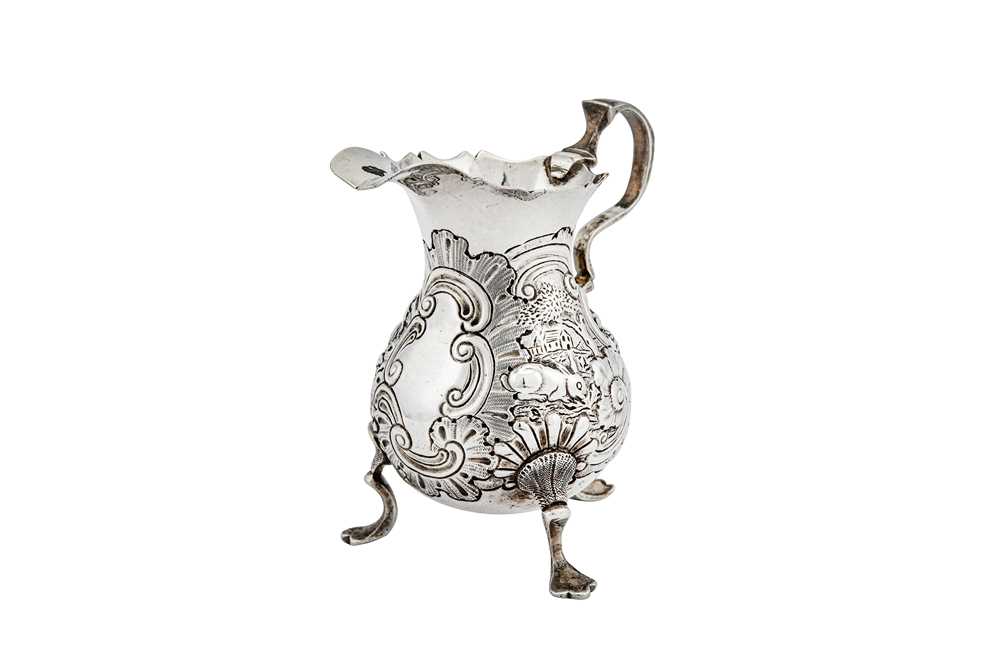 Lot 301 - A George II sterling silver cream jug, London 1749 by Dorothy Mills & Thomas Sarbitt