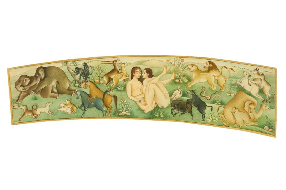 Lot 355 - A late 19th / early 20th century Indian or Persian erotic ivory panel