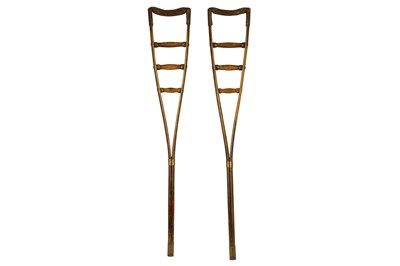Lot 369 - A pair of Victorian era oak bent wood crutches