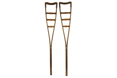 Lot 369 - A pair of Victorian era oak bent wood crutches