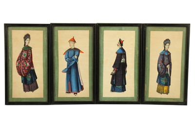 Lot 360 - A group of seven 19th century Chinese rice paper paintings, Qing Dynasty