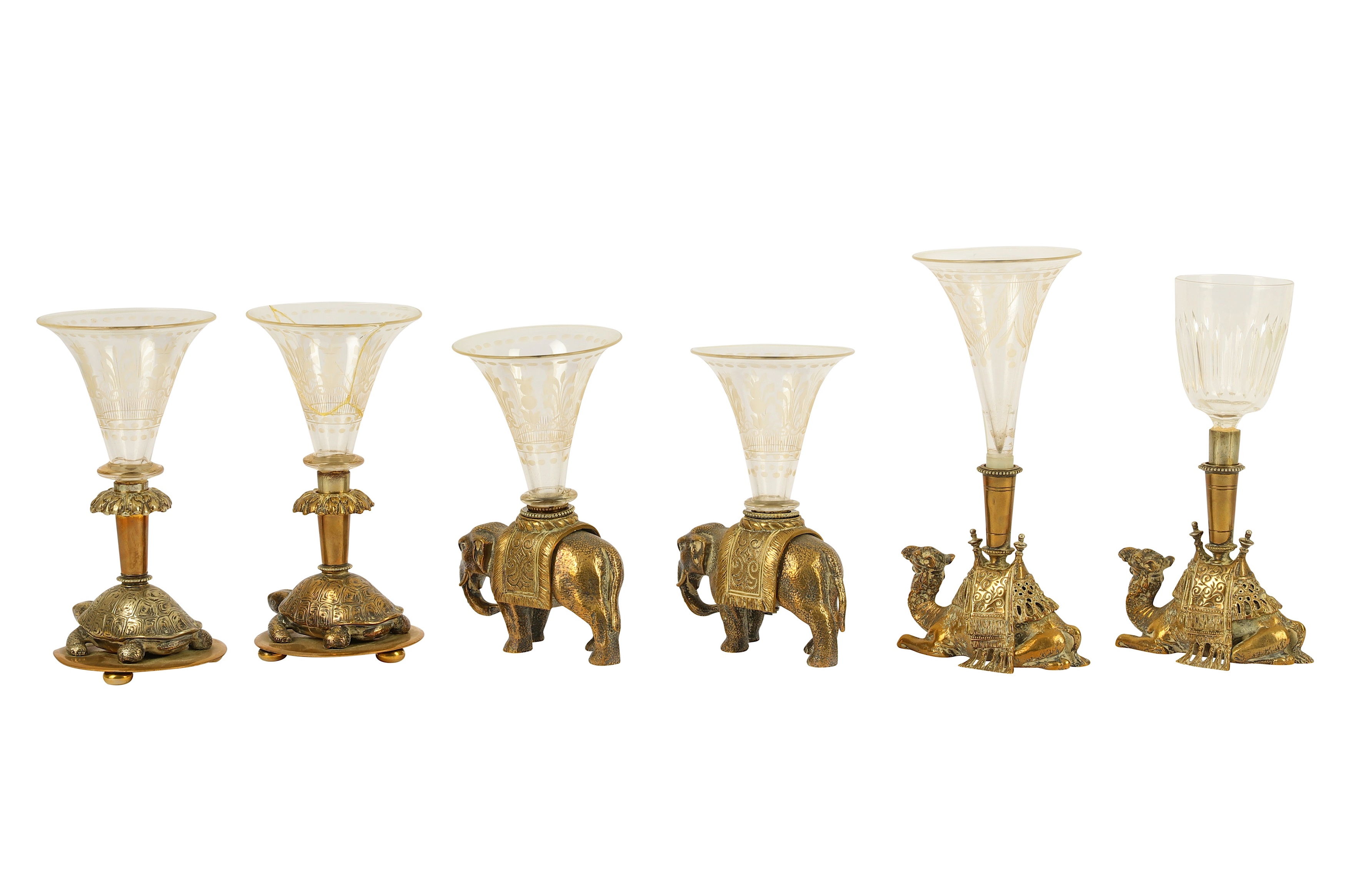 Lot 310 A Set Of Six Victorian Bronze And Glass