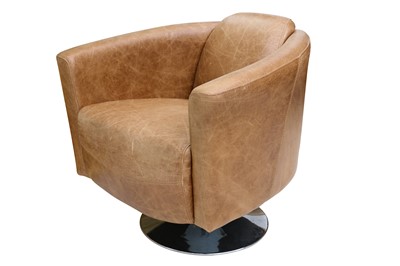 Lot 461 - A contemporary Aviator style tan leather tub chair