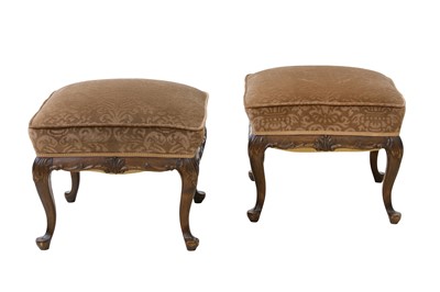 Lot 458 - A pair of 18th Century style walnut footstools