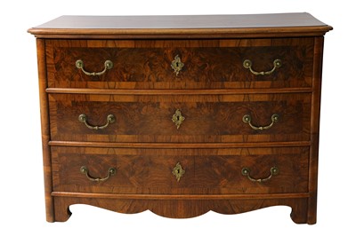 Lot 483 - A Central European figured walnut bow front chest