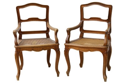 Lot 510 - A pair of miniature fruitwood childs open armchairs