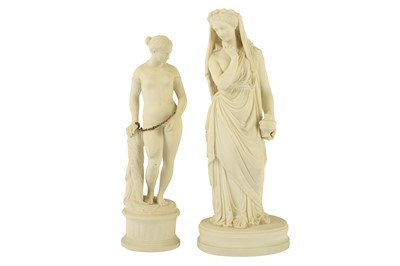 Lot 315 - After Hiram Powers, a Copeland or possibly Minton Parian ware figure of 'The Greek Slave'