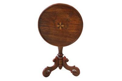 Lot 469 - A Continental fruitwood and red painted birdcage tilt top table