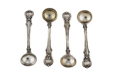 Lot 228 - A set of four early Victorian sterling silver salt spoons, London 1840 by Samuel Hayne & Dudley Cater