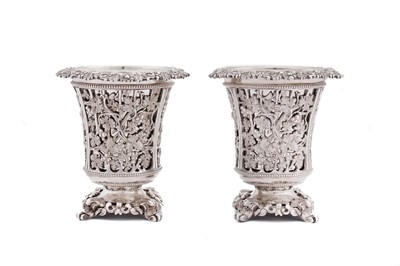 Lot 117 - A pair of late 19th / early 20th century Ottoman Turkish 900 standard silver spoon warmers, with Tughra of Sultan Abdul Hamid II (1876-1909)