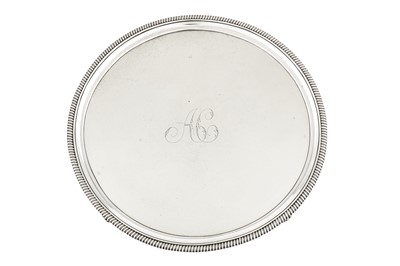 Lot 303 - A George III sterling silver salver, London 1800 by Thomas Hannam & John Crouch II (reg. 13th May 1799)