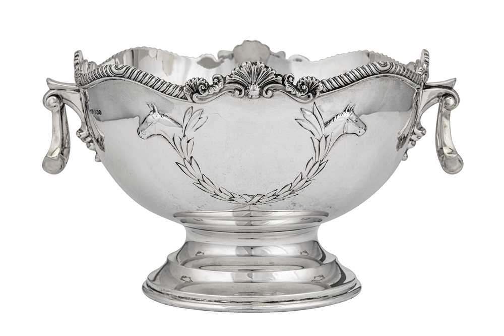 Lot 333 - Horse Racing Interest – An Elizabeth II sterling silver twin handled trophy bowl, Sheffield 1964 by Fattorini & Sons Ltd