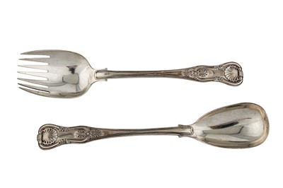 Lot 207 - A matched pair of William IV/ Victorian Irish sterling silver salad servers
