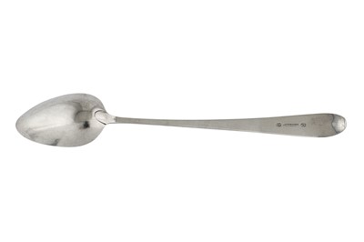 Lot 215 - A George III Irish provincial silver basting / stuffing spoon, Cork circa 1770 by John Nicholson (active circa 1756-1805)