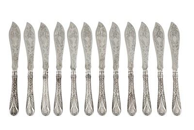 Lot 229 - A set of Victorian sterling silver fish eaters, London 1877 by George Adams of Chawner and Co