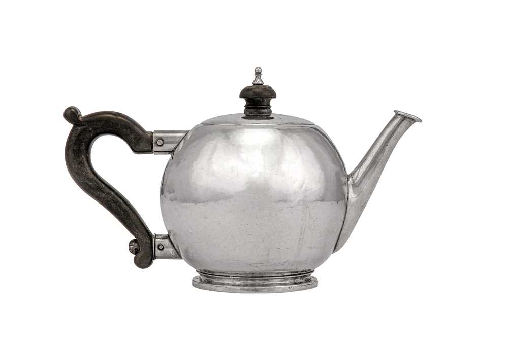 Lot 317 - A George VI sterling silver hand crafted bullet teapot, London 1951 by Kennelm Armytage (1898-1968)