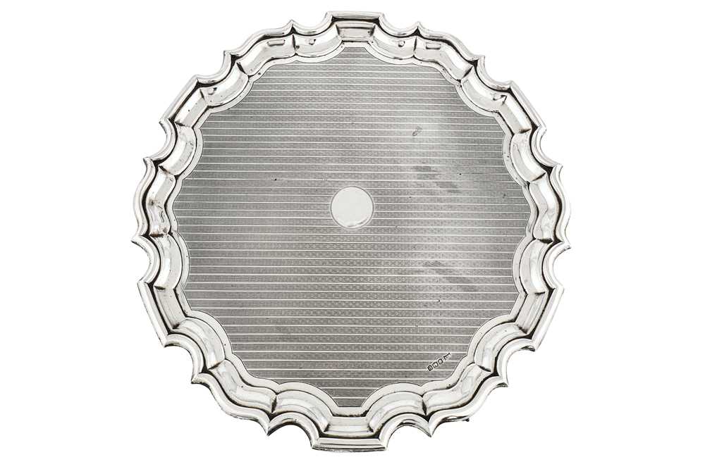 Lot 287 - A George V sterling silver salver, Sheffield 1922 by Walker and Hall