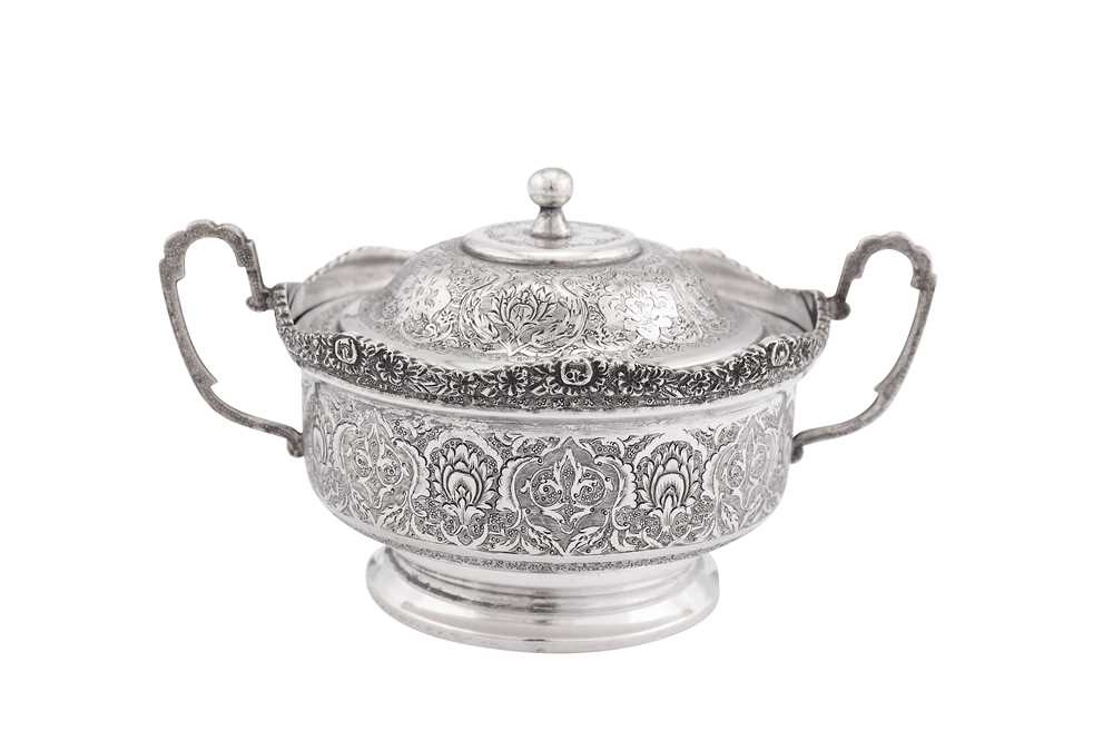 Lot 90 - A mid-20th century Iranian (Persian) silver covered sugar bowl, Isfahan circa 1950 mark of Bireae