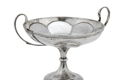 Lot 330 - A George V sterling silver twin-handled pedestal fruit bowl, Birmingham possibly 1910 makers mark obscured