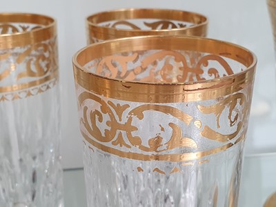 Lot 301 - A quantity of St Louis crystal highball drinking glasses with gilt rims