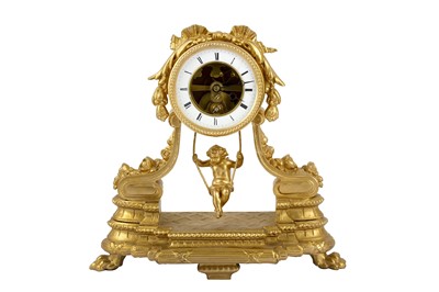 Lot 195 - A LATE 19TH CENTURY FRENCH GILT BRONZE MANTEL CLOCK / TIMEPIECE