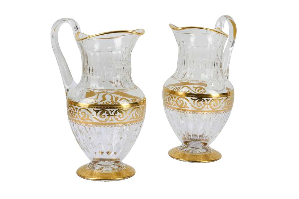 Lot 306 - Two St Louis crystal pitchers with gilt borders