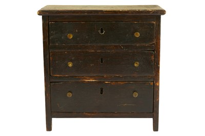 Lot 353 - A mid to late 19th century stained oak miniature or ‘apprentice’ chest of drawers, English circa 1880
