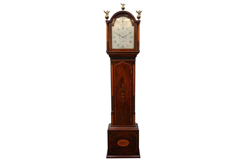 Lot 161 - AMENDED – A LATE 18TH CENTURY AND LATER ENGLISH MAHOGANY AND MARQUETRY LONGCASE CLOCK