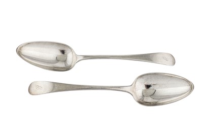 Lot 235 - A pair of George III Scottish provincial silver tablespoons, Aberdeen circa 1810 by William Jamieson (active 1806-41)