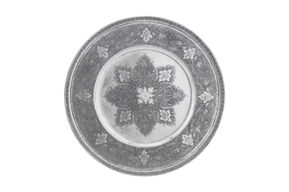 Lot 95 - A mid – 20th century Iranian (Persian) silver tray, Isfahan circa 1940-50 mark of Reza