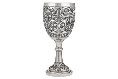 Lot 139 - A late 19th century Indian colonial unmarked silver trophy standing cup, Calcutta circa 1876 attributed to Hamilton & Co