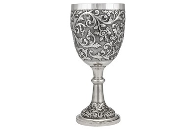 Lot 139 - A late 19th century Indian colonial unmarked silver trophy standing cup, Calcutta circa 1876 attributed to Hamilton & Co
